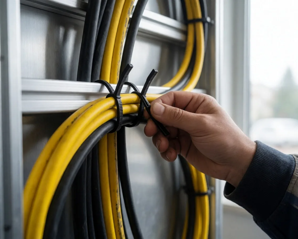 Gestión de cables organizada dentro de un rig de minería